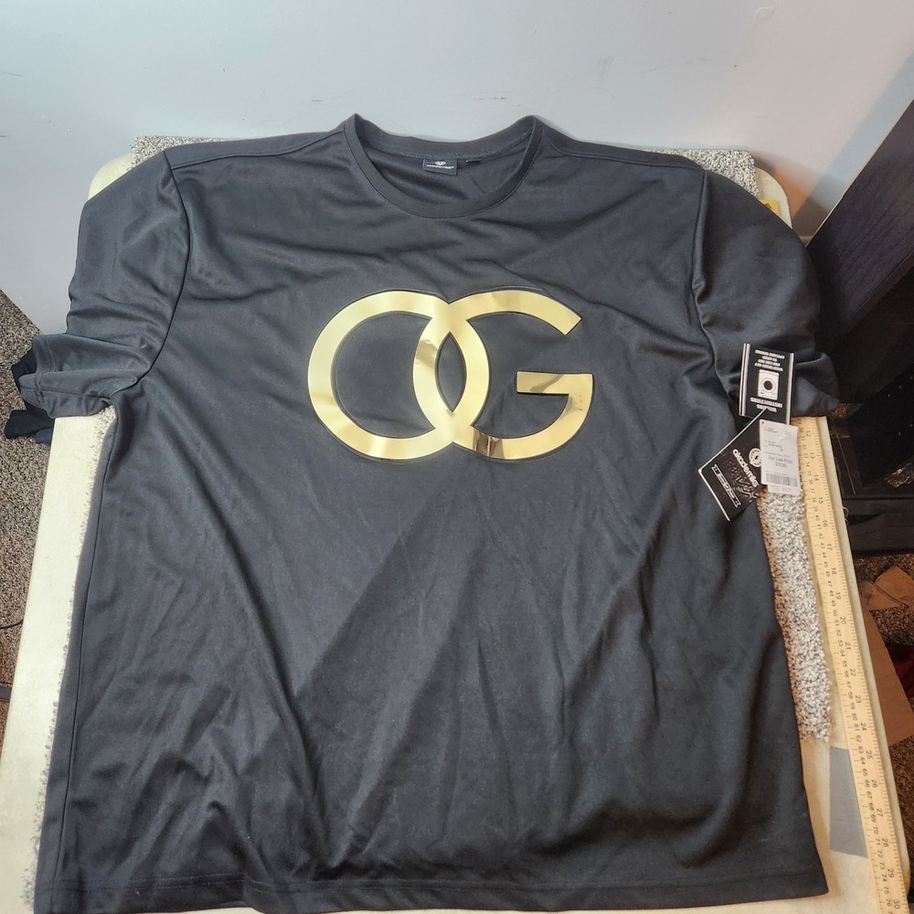 Akademiks Mens 2XL OG‎ 3D Poly Gold Foil Black T Shirt Y2k 90's